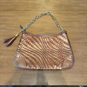NWOT Cole Haan Genevieve Gold Woven Baquette Shoulder Bag.